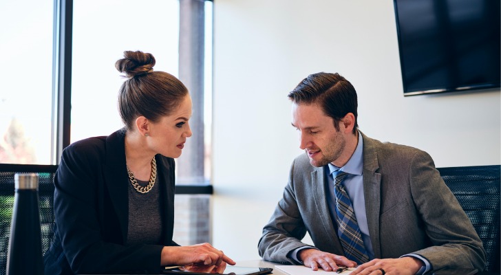 A financial advisor reviewing a tax strategy with a client.