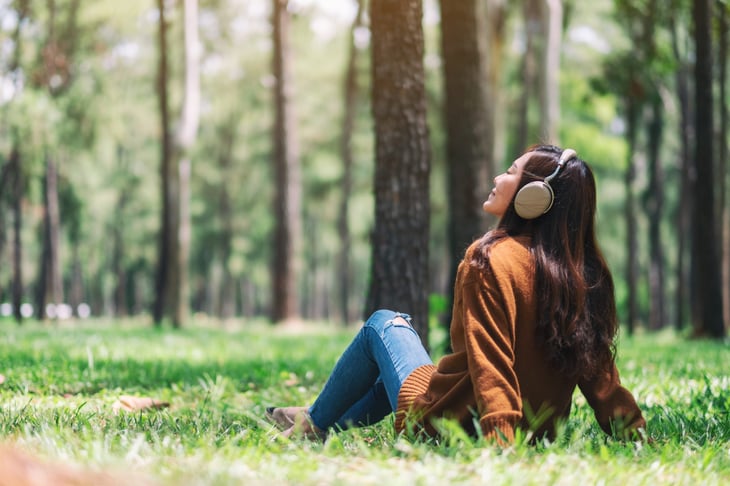 Woman relaxing outdoors