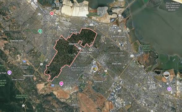Tree density in Atherton, California